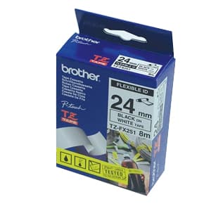 Fita Laminada  Flexivel 24mmx8mts Branco/Preto