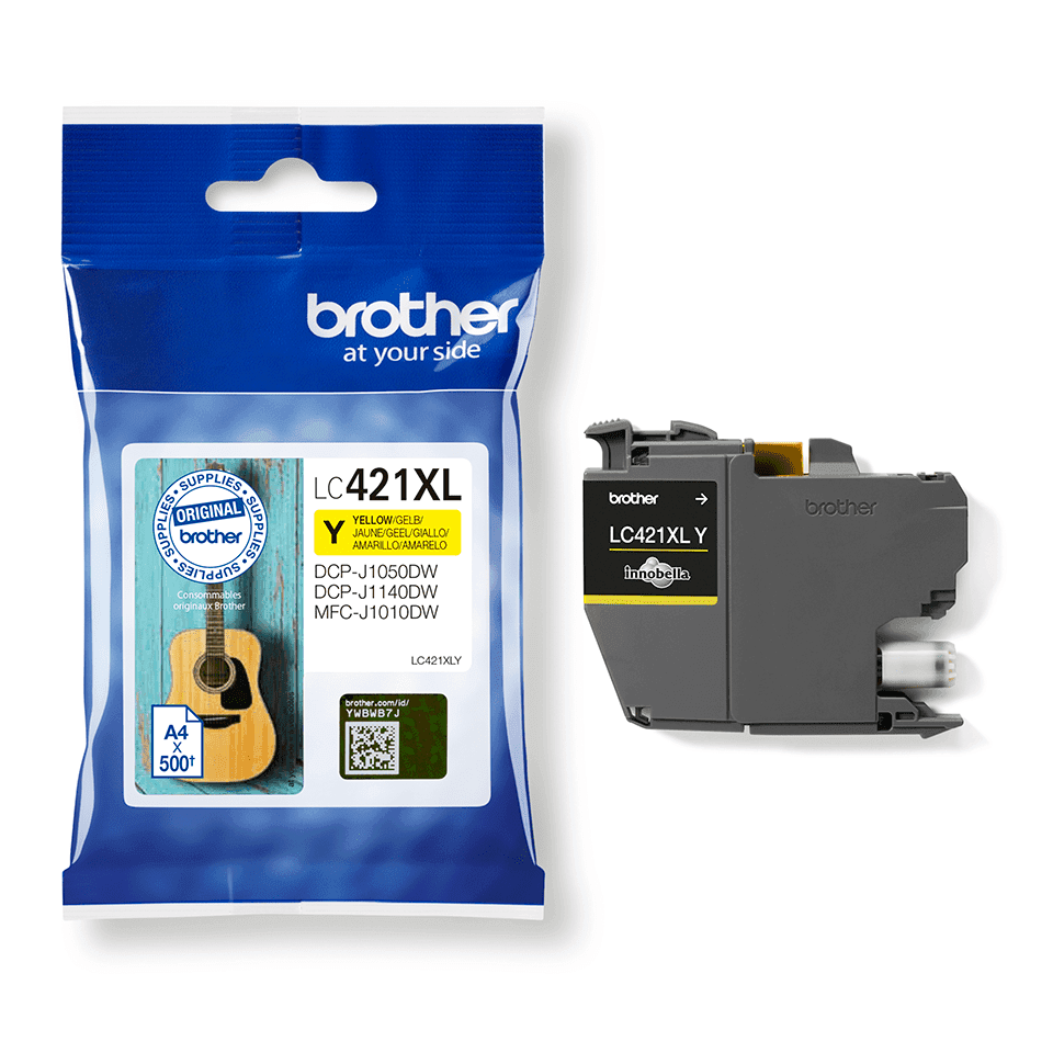 Tinteiro Brother LC421XLY Amarelo 500 Pág.