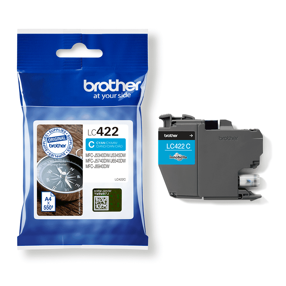 Tinteiro Brother LC422C Azul 550 Pág.