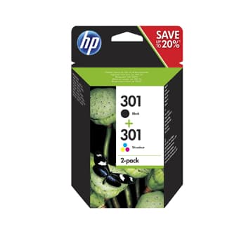 Pack Tinteiros HP 301 Preto/Cor N9J72AE 3ml/3ml