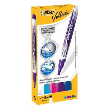 Marcador Quadros Brancos BIC Velleda Fun 2.20mm 4 Cores 4un