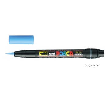 Marcador Uniball Posca Pincel PCF-350 1-10mm Azul Claro 1un