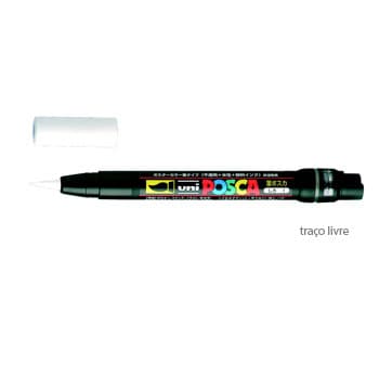 Marcador Uniball Posca Pincel PCF-350 1-10mm Branco 1un