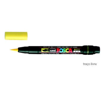 Marcador Uniball Posca Pincel PCF-350 1-10mm Amarelo 1un