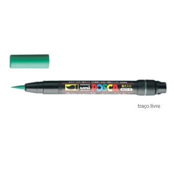 Marcador Uniball Posca Pincel PCF-350 1-10mm Verde 1un
