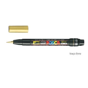 Marcador Uniball Posca Pincel PCF-350 1-10mm Ouro 1un