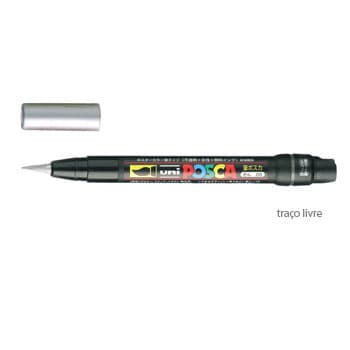 Marcador Uniball Posca Pincel PCF-350 1-10mm Prata 1un