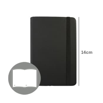 Bloco Notas Liso 14x9cm Semi Pele Preto 116 Folhas